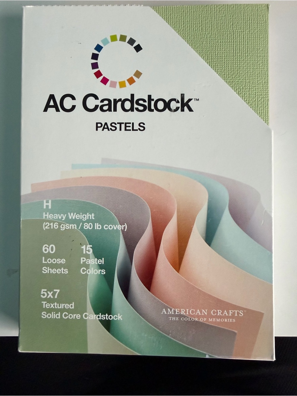 American Crafts Pastels Textured Cardstock 60 Sheets 5x7 216gsm